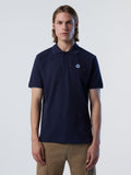 Polo shirt with collar lettering